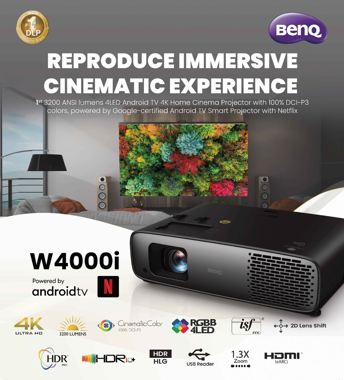 BenQ Launches state of the art 4LED 4K Smart Projector W4000i To Deliver Immersive, Theatre-Like Movie Experience at Home
