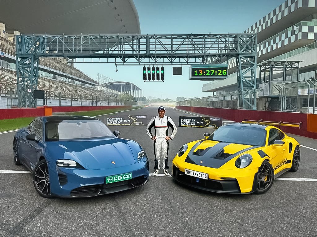 Porsche 911 GT3 RS and Taycan Turbo S set new lap records at Buddh International Circuit