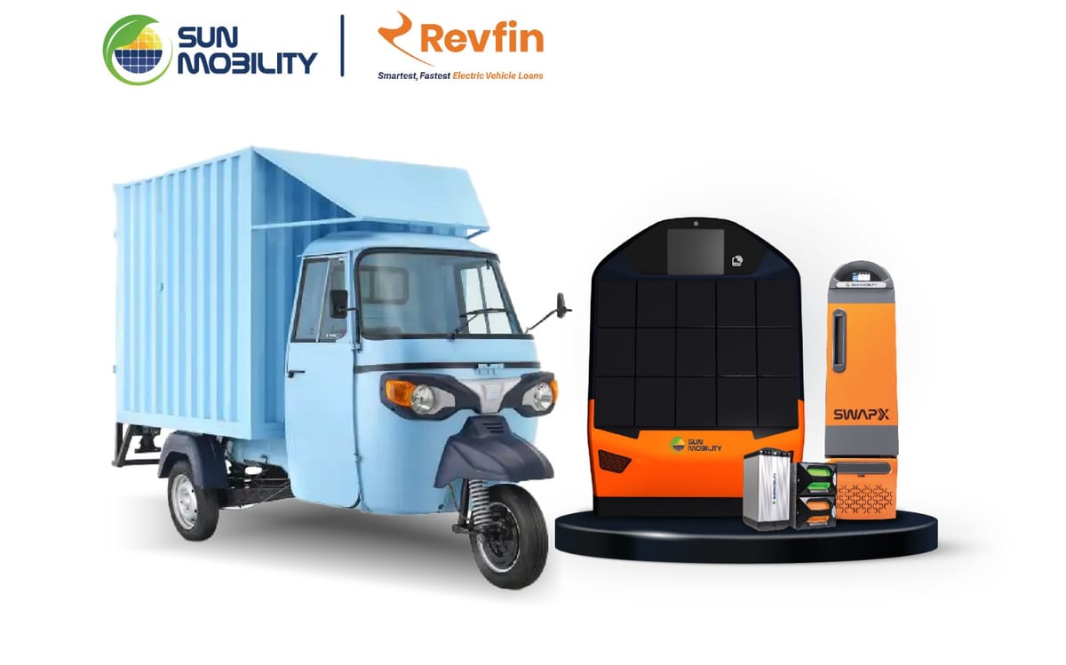 Revfin Finances EV Fleets and passenger vehicles with SUN Mobility's Battery Swapping Tech