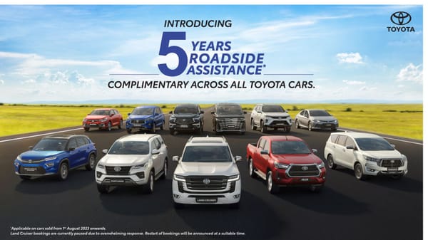 Toyota Kirloskar Motor offers 5 Years of Complimentary Roadside Assistance Program for Superior Customer Convenience