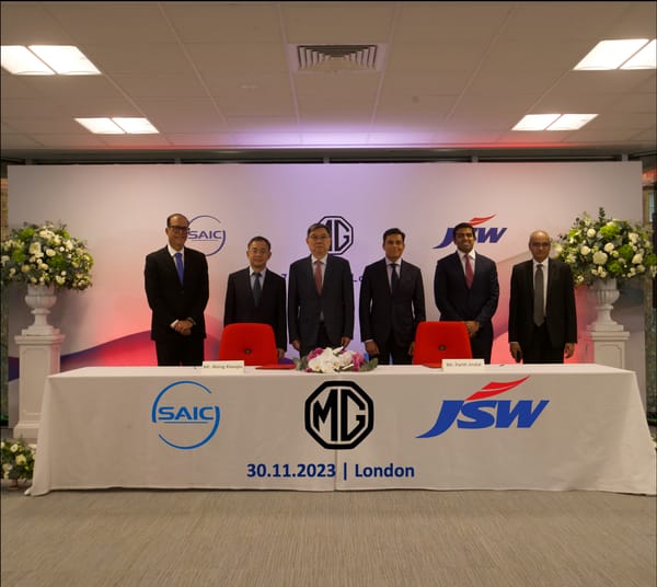 SAIC Motor and JSW Group announce a strategic Joint Venture to accelerate growth with focus on green mobility