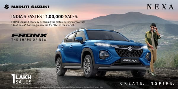 Maruti Suzuki FRONX SUV clocks fastest 1 lakh sales in the passenger vehicle category