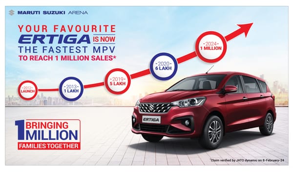 Maruti Suzuki Ertiga crosses 1 million sales milestone