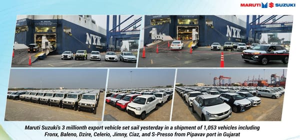 Maruti Suzuki attains 3 million cumulative exports